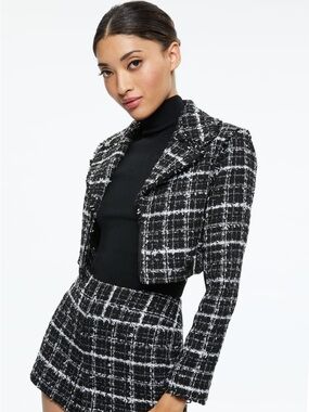 Alice + Olivia Yardley Cropped Fray Hem Jacket